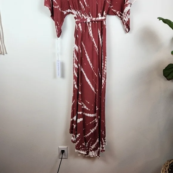 Young Fabulous broke Isla tie dye maxi dress-high low-Burgundy Rose Size S NWT - Picture 8 of 9